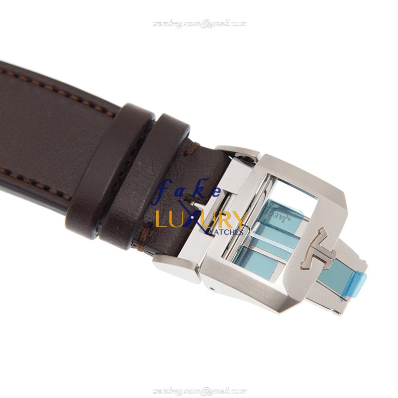 Jaeger-Lecoultre Q9028480 Polaris Date Replica Watch, Blue Dial, Steel Case, Brown Leather Strap - Image 4