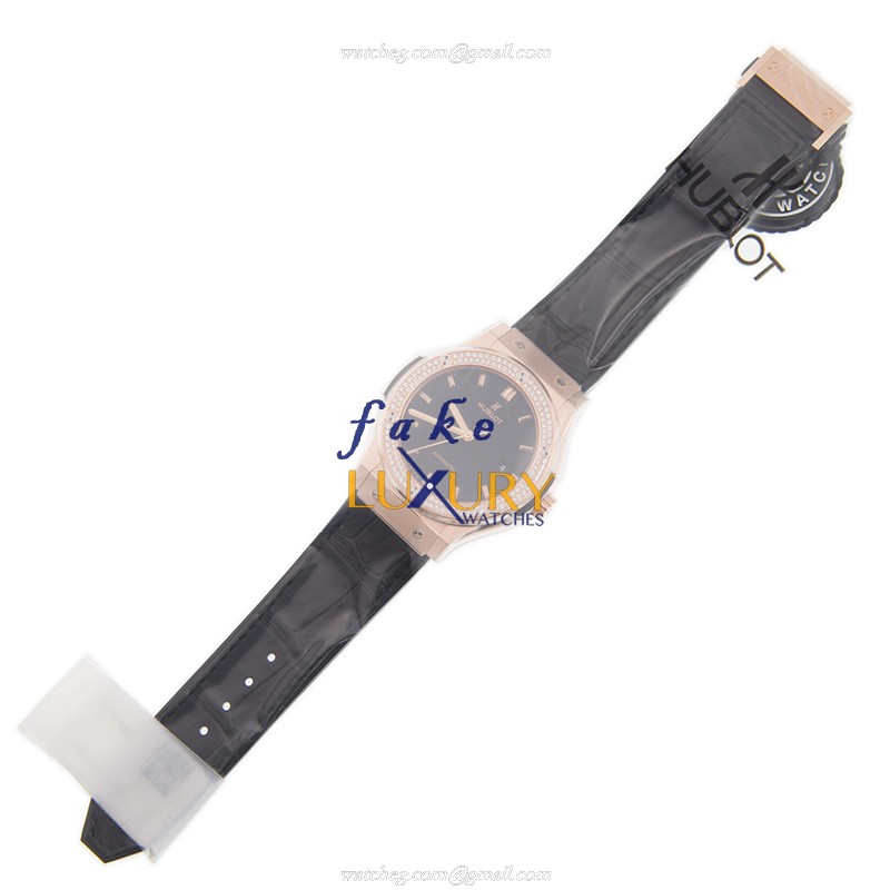 Hublot Classic Fusion 542.OX.1181.LR.1104 - Automatic - 42mm Rose Gold Diamonds Black Dial Replica - Image 2