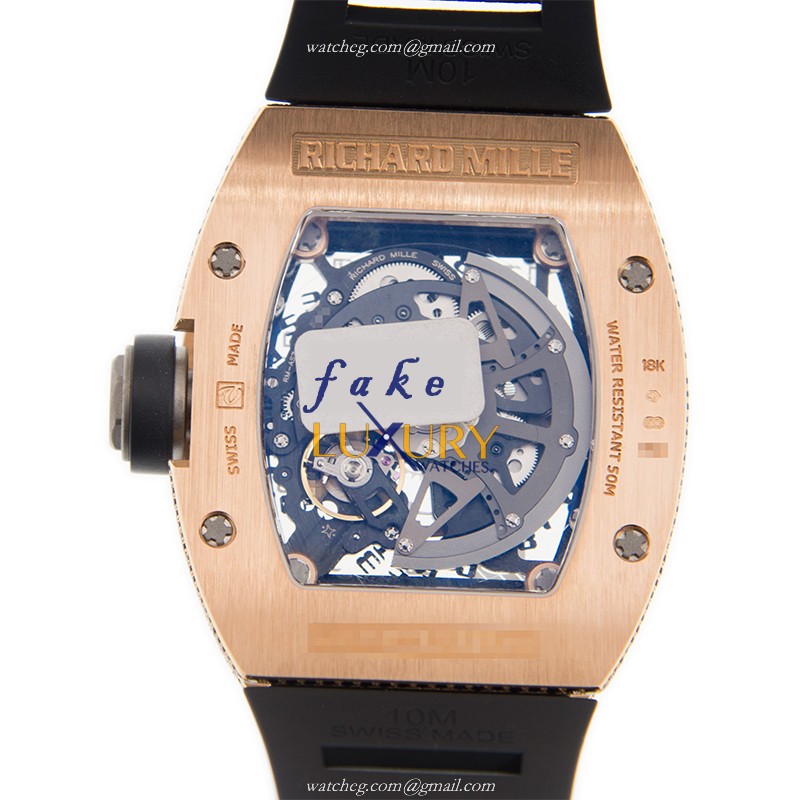Richard Mille RM010-AH RG Automatic 18kt Rose Gold Black Dial Rubber Strap Replica Watch - Image 3