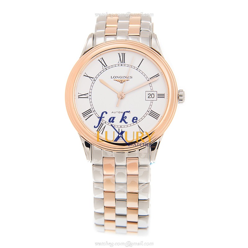 Longines L4.874.3.91.7 FLAGSHIP Replica Watch, Automatic, White Dial, Rose Gold & Steel - Image 2