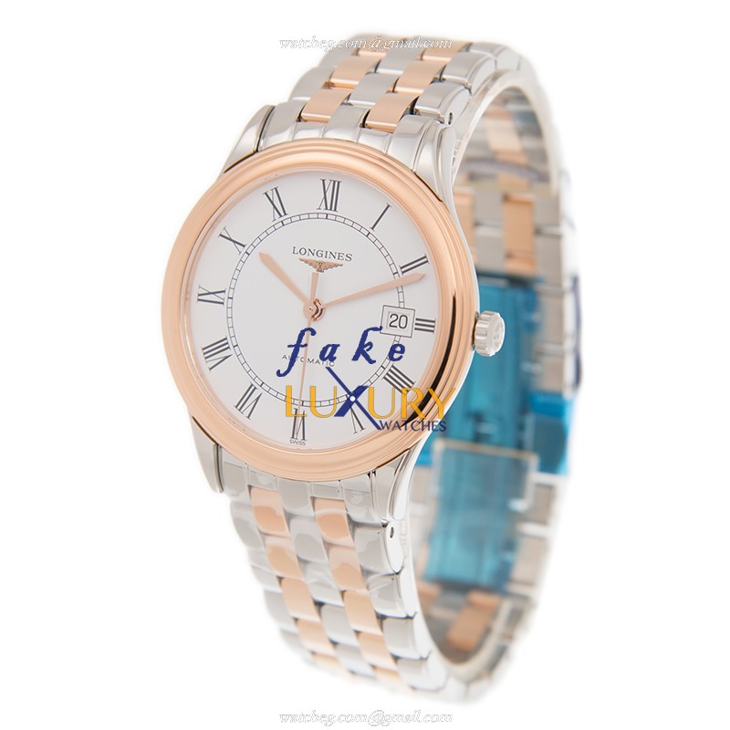 Longines L4.874.3.91.7 FLAGSHIP Replica Watch, Automatic, White Dial, Rose Gold & Steel - Image 3