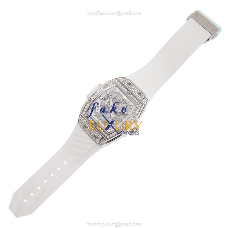 Hublot 647.NE.2070.RW.1604 Automatic Titanium Diamond Replica Watch - 42mm Silver Dial, White - Image 2