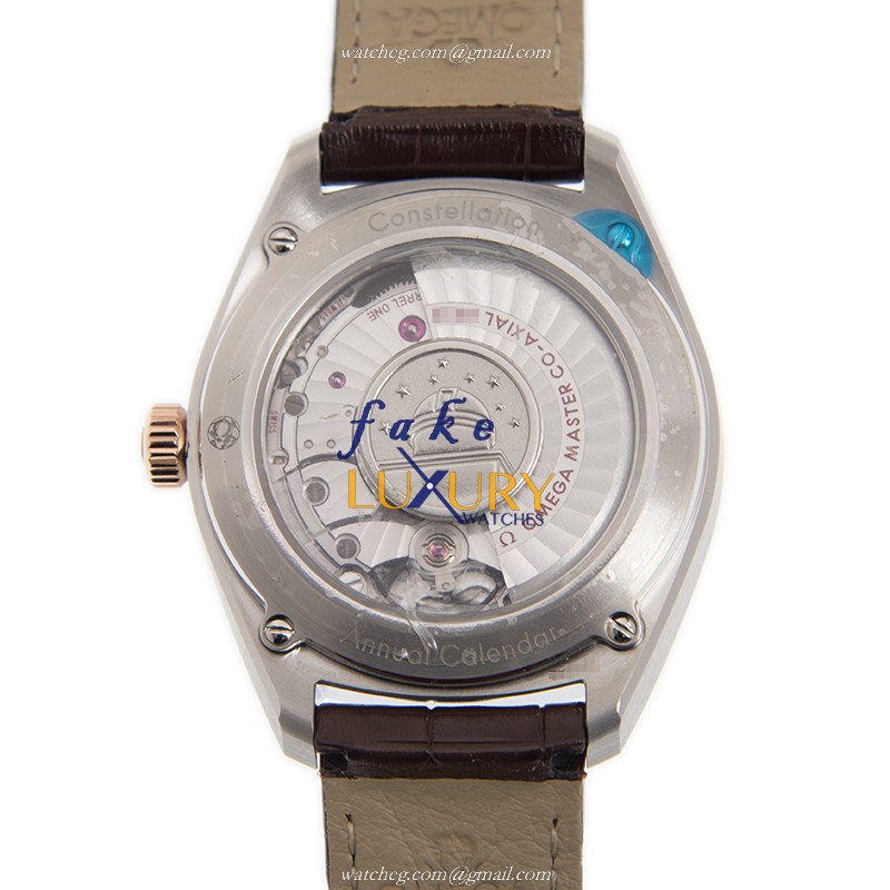 Omega 130.23.41.22.06.001 Replica Watch, Gray Dial, Brown Leather Strap, Steel Case - Image 3