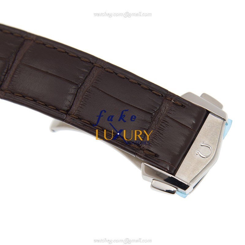Omega 130.23.41.22.06.001 Replica Watch, Gray Dial, Brown Leather Strap, Steel Case - Image 4