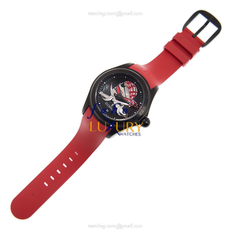 Corum 082.310.98-0376 PIRA Bubble Replica Watch, Automatic, Black Dial, Red Rubber Strap - Image 2
