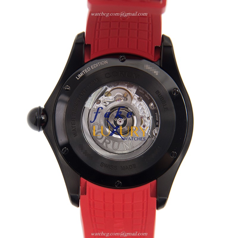 Corum 082.310.98-0376 PIRA Bubble Replica Watch, Automatic, Black Dial, Red Rubber Strap - Image 3