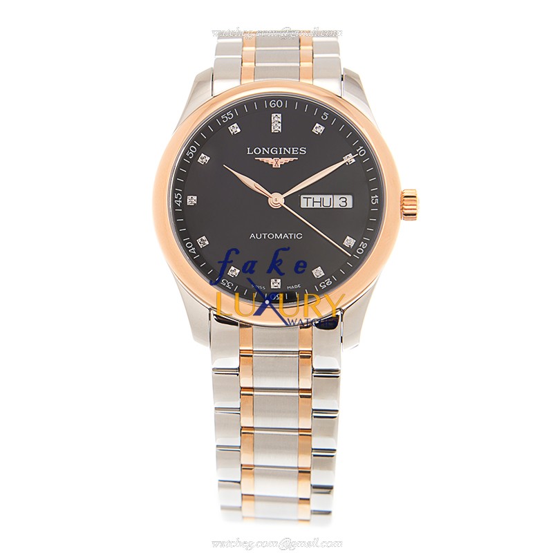 Longines L2.755.5.59.7 Master Replica Watch, Automatic, Black Dial, Rose Gold & Steel Case - Image 2