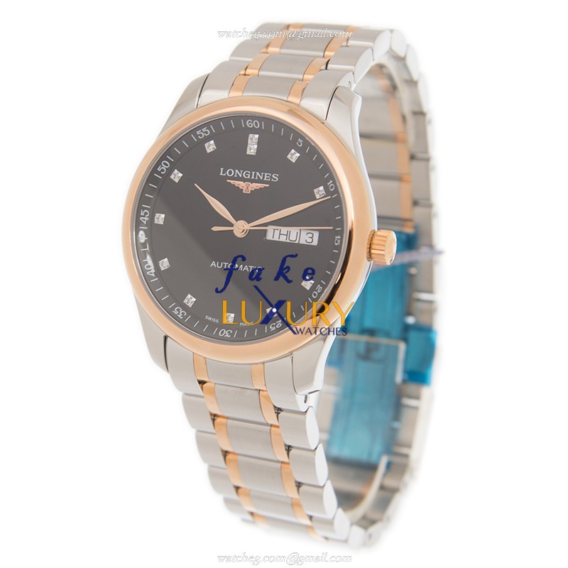 Longines L2.755.5.59.7 Master Replica Watch, Automatic, Black Dial, Rose Gold & Steel Case - Image 3
