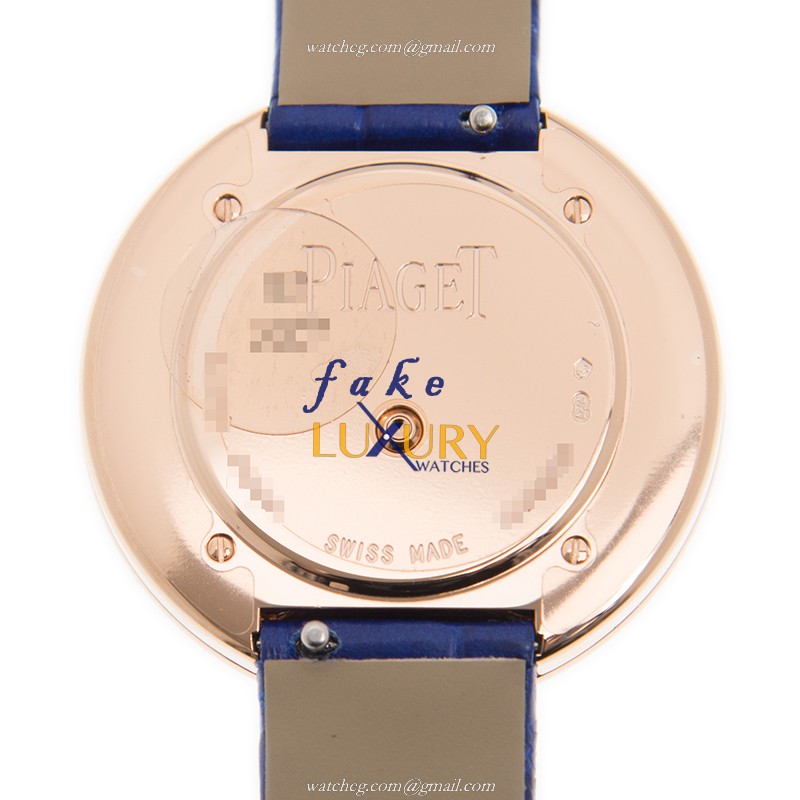 Piaget G0A43092 Possession Quartz 18kt Rose Gold Silver Dial Blue Strap Replica Watch - Image 3