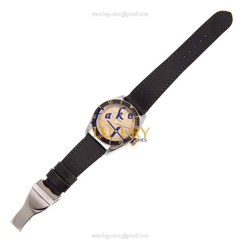 TUDOR 79733N CHAMPANGE-LEATHER STRAP BLACK BAY AUTO 18KT GOLD STEEL replica watch - Image 2