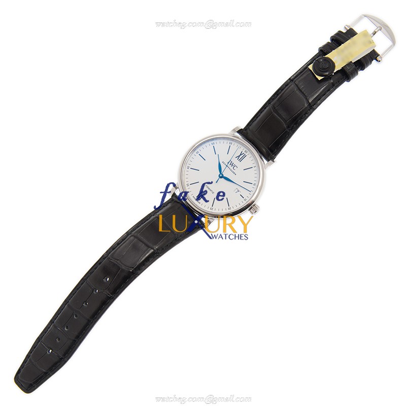 IWC Portofino IW356519 Automatic Stainless Steel White Dial Black Alligator Replica Watch - Image 2