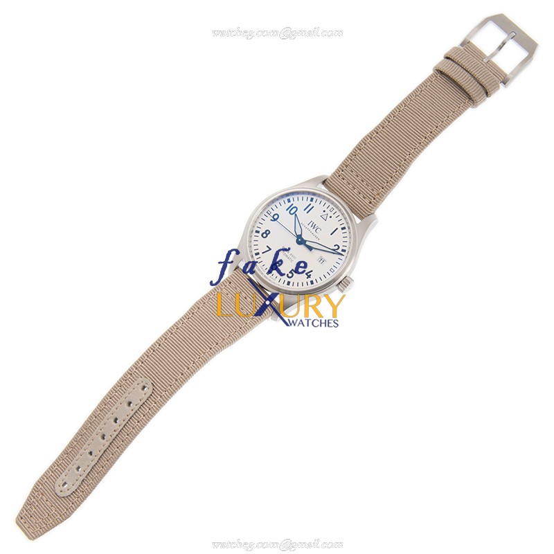 IWC IW327017 PILOTS Automatic Replica Watch - Steel Case - Silver Dial - Beige Fabric Strap - Image 2