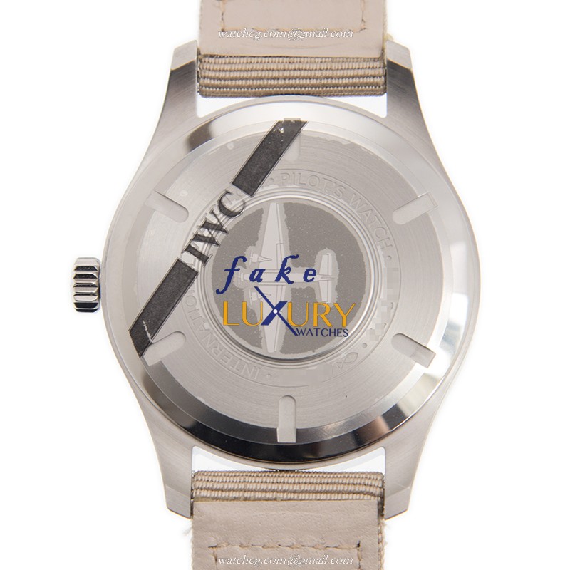 IWC IW327017 PILOTS Automatic Replica Watch - Steel Case - Silver Dial - Beige Fabric Strap - Image 3