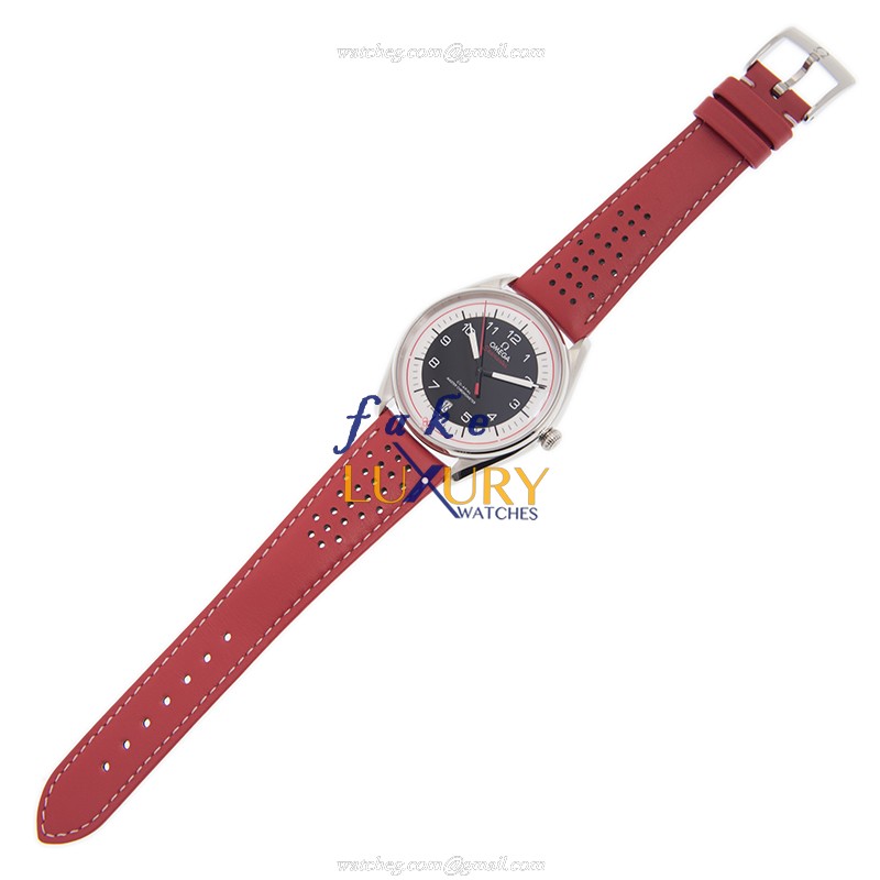 Omega 522.32.40.20.01.004 Replica Watch, Automatic, Stainless Steel Case, Black Dial, Leather Strap - Image 2