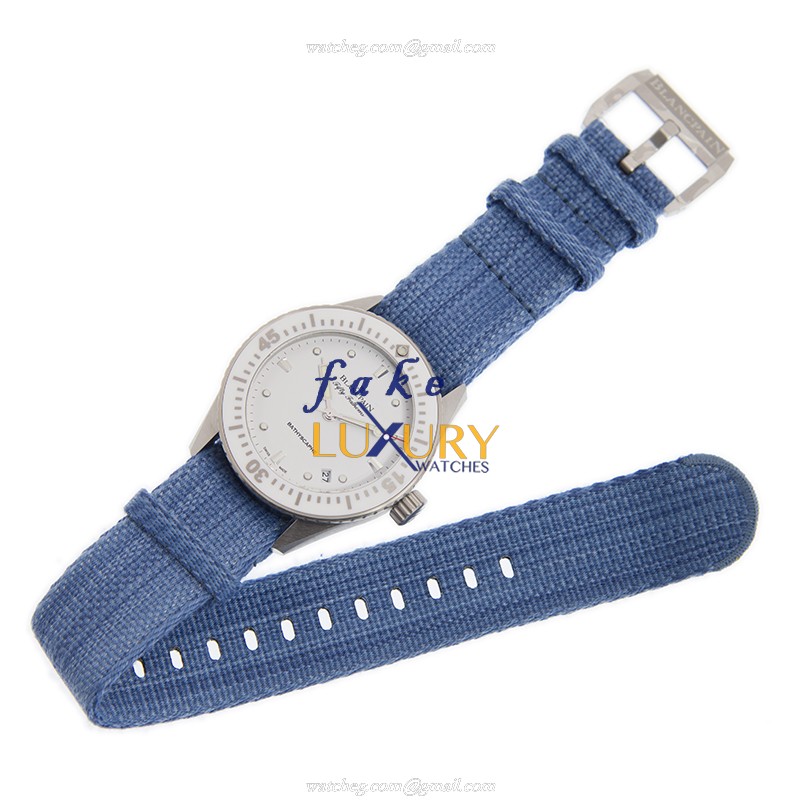Blancpain 5100-1127-NAJ Fifty Fathoms Automatic White Dial Blue Canvas | Steel | Replica Watch - Image 2