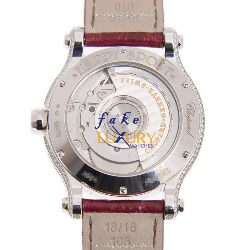 Chopard 274891-1008 HAPPY SPORT AUTO 18kt White Gold Diamond Replica Watch - Image 3