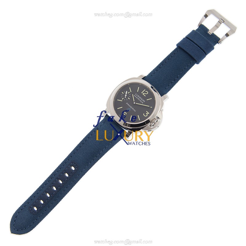Panerai PAM00777 Luminor Replica Watch, Manual Wind, Black Dial, Blue Fabric Strap - Image 2