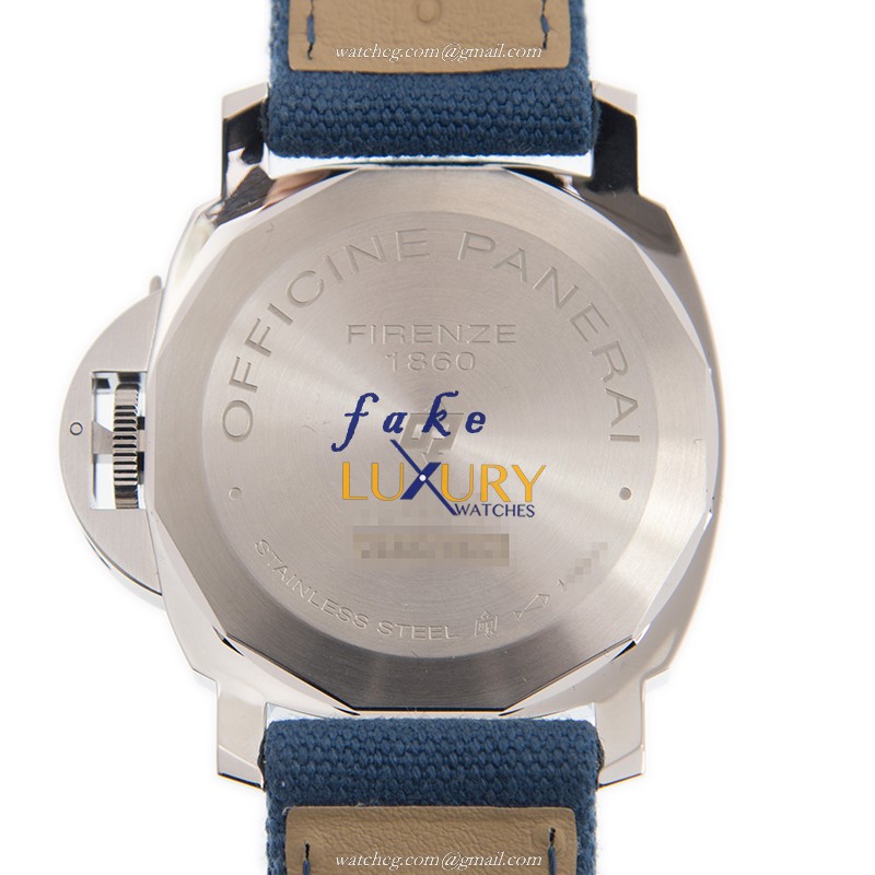 Panerai PAM00777 Luminor Replica Watch, Manual Wind, Black Dial, Blue Fabric Strap - Image 3