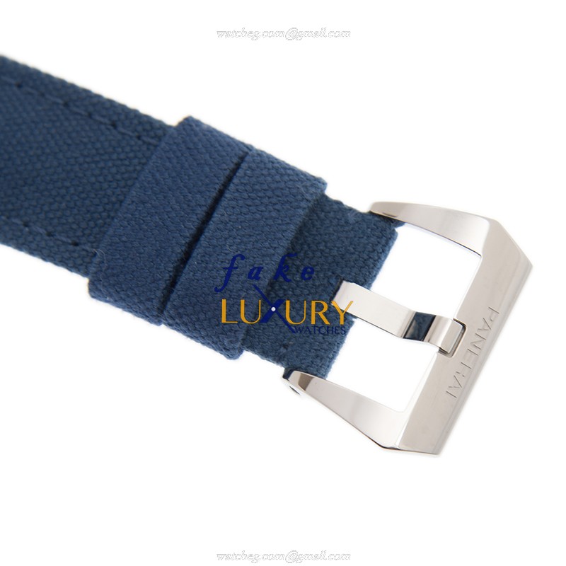 Panerai PAM00777 Luminor Replica Watch, Manual Wind, Black Dial, Blue Fabric Strap - Image 4