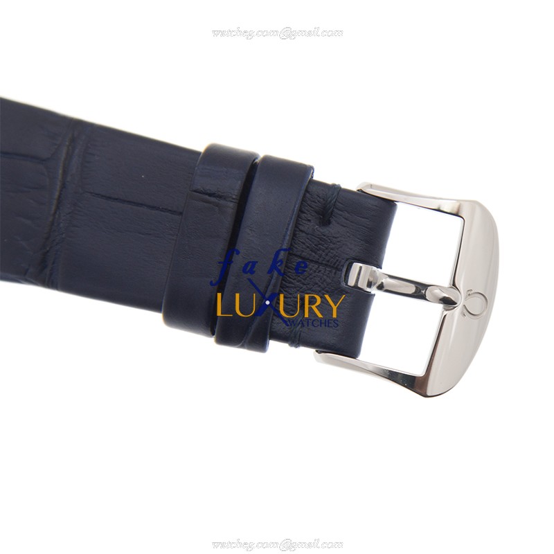 Omega 428.18.39.60.04.001 DE VILLE Quartz Stainless Steel Replica Watch - White Dial, Blue Leather - Image 4