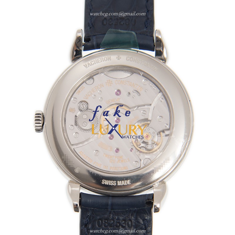 Vacheron Constantin 3110V/000A-B426 Historiques Manual Wind Steel White Dial Blue Leather Replica - Image 3