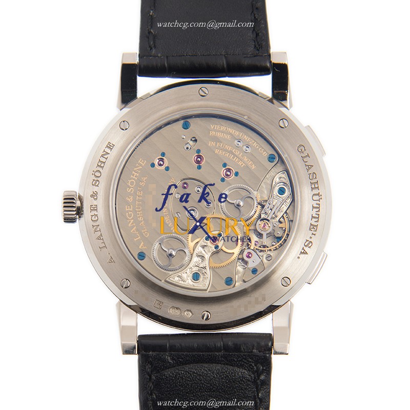 A Lange & Sohne 116.039 LANGE 1 Replica Watch Manual Wind 18kt White Gold White Dial Alligator Strap - Image 3