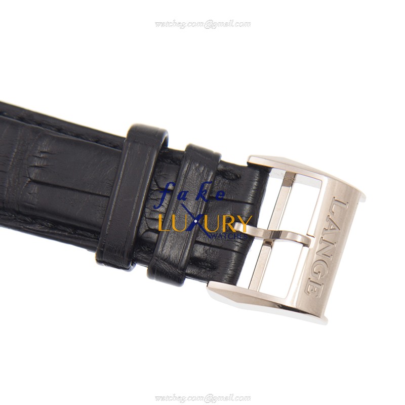A Lange & Sohne 116.039 LANGE 1 Replica Watch Manual Wind 18kt White Gold White Dial Alligator Strap - Image 4