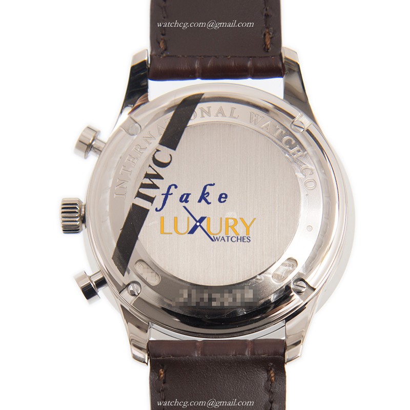 IWC IW371473 Portuguese Automatic 18kt White Gold Diamond Gray Dial Leather Strap Replica Watch - Image 3