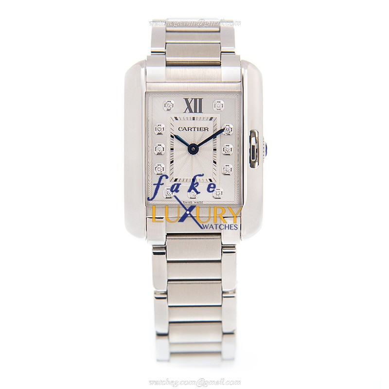 Cartier W4TA0003 Tank Quartz Replica Watch - Stainless Steel Case, White Dial, Silver Strap - Image 2