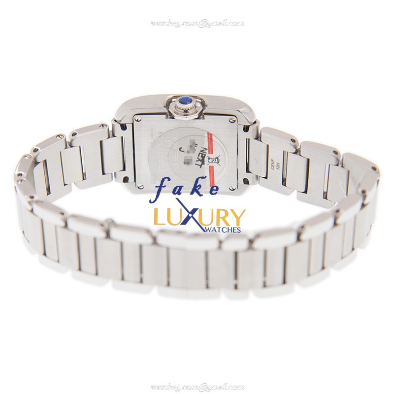 Cartier W4TA0003 Tank Quartz Replica Watch - Stainless Steel Case, White Dial, Silver Strap - Image 4