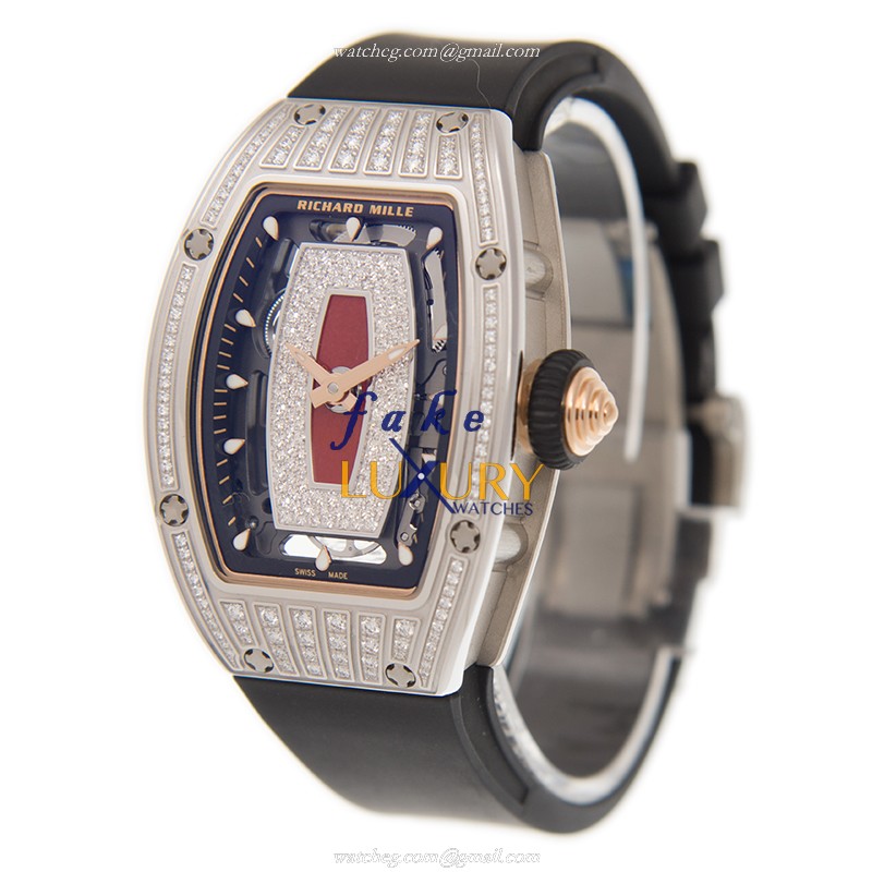 Richard Mille RM07-01 WG Replica Watch, Red Dial, 18kt White Gold & Diamond Case, Automatic - Image 3