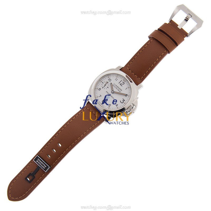 Panerai PAM00778 LUMINOR Manual Wind Stainless Steel Watch - White Dial, Brown Leather Strap - Image 2