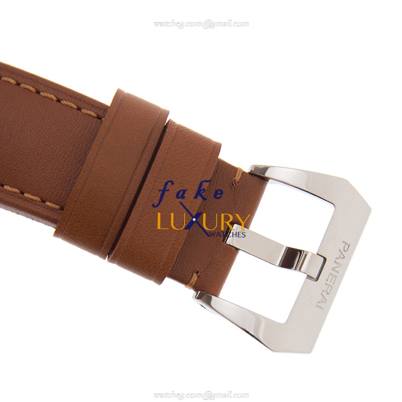 Panerai PAM00778 LUMINOR Manual Wind Stainless Steel Watch - White Dial, Brown Leather Strap - Image 4