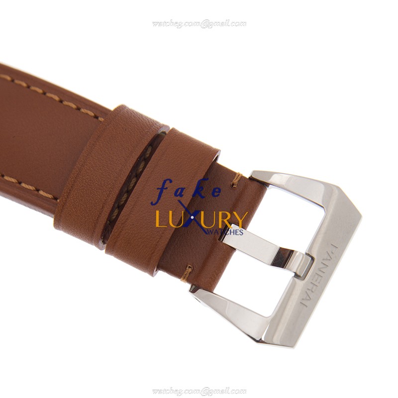 Panerai PAM00775 LUMINOR Manual Wind Stainless Steel Replica Watch - White Dial, Brown Leather Strap - Image 4
