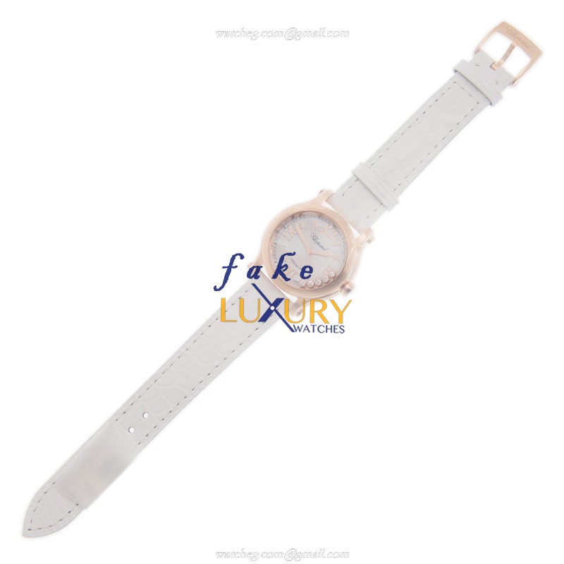 Chopard 274893-5009 Happy Sport Automatic 18kt Rose Gold Replica Watch - Swiss Movement, White - Image 2