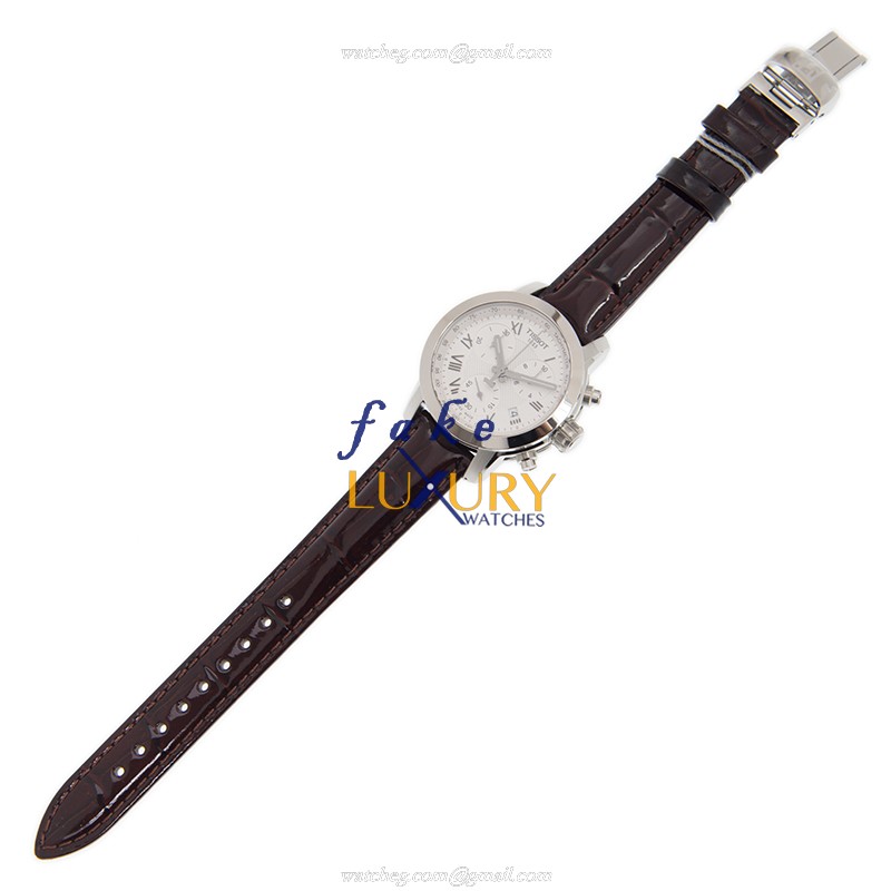 Tissot T-SPORT Quartz T055.217.16.033.01 Stainless Steel White Dial Leather Strap Replica Watch - Image 2