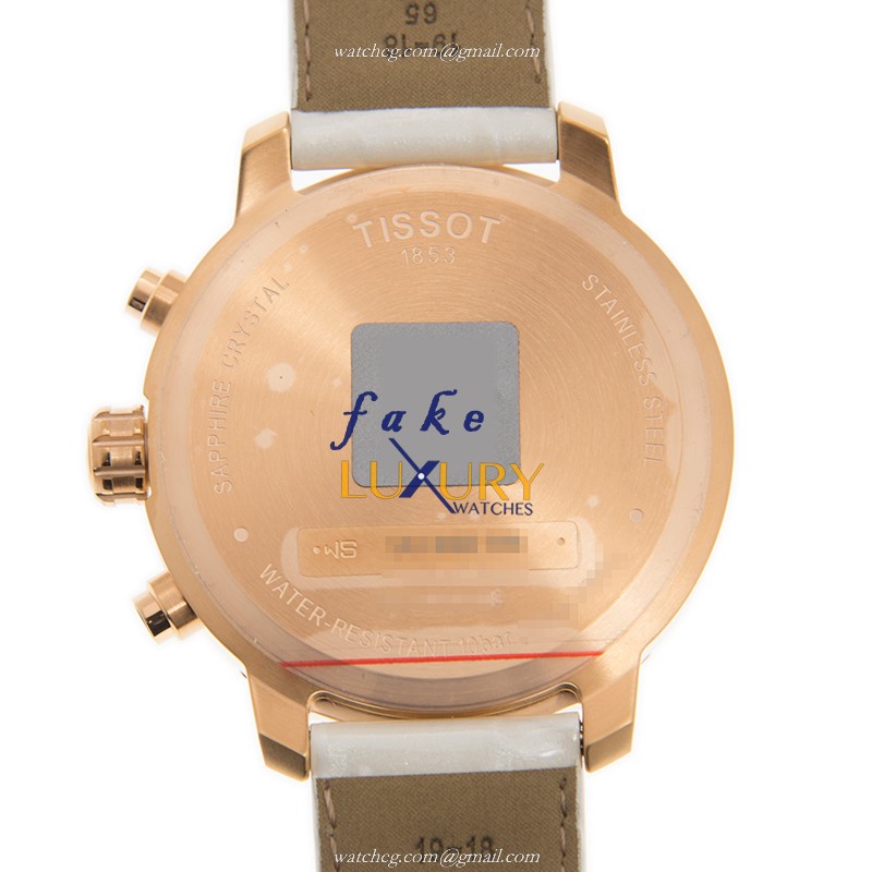 Tissot T095.417.36.117.00 Replica Watch White Dial Quartz Gold-Plated Stainless Steel Leather Strap - Image 3