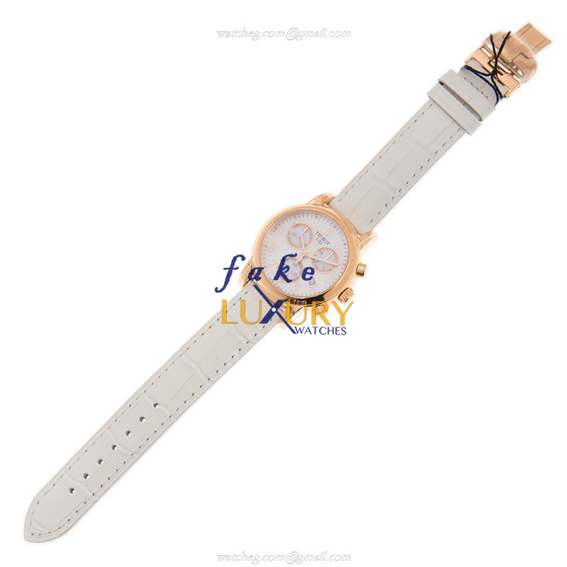 Tissot T050.217.36.112.00 T-LADY Quartz Replica Watch, 35mm White Dial Steel Case Leather Strap - Image 2