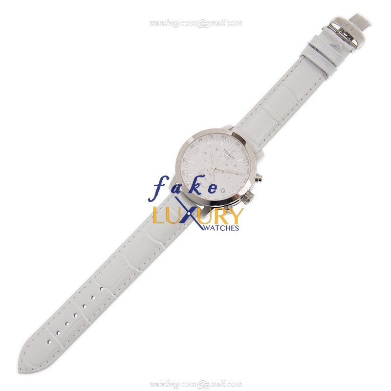 T055.417.16.017.00 - Tissot T-SPORT Quartz Replica Watch - White Dial Leather Strap - Image 2