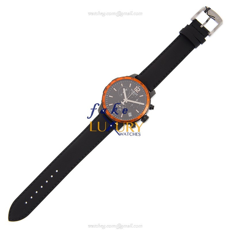 Tissot T095.417.36.057.01 Replica Watch, Quartz Movement, Black Dial, Leather Strap - Image 2
