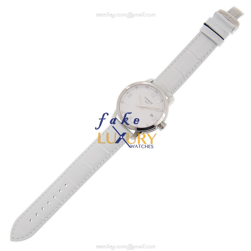 Tissot T055.410.16.017.00 Replica Watch, Quartz, White Dial, Steel Case, Leather Strap - Image 2