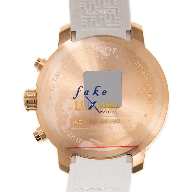 Tissot T095.417.37.117.00 | T-SPORT Quartz Gold-Plated Stainless Steel White Leather Replica Watch - Image 3