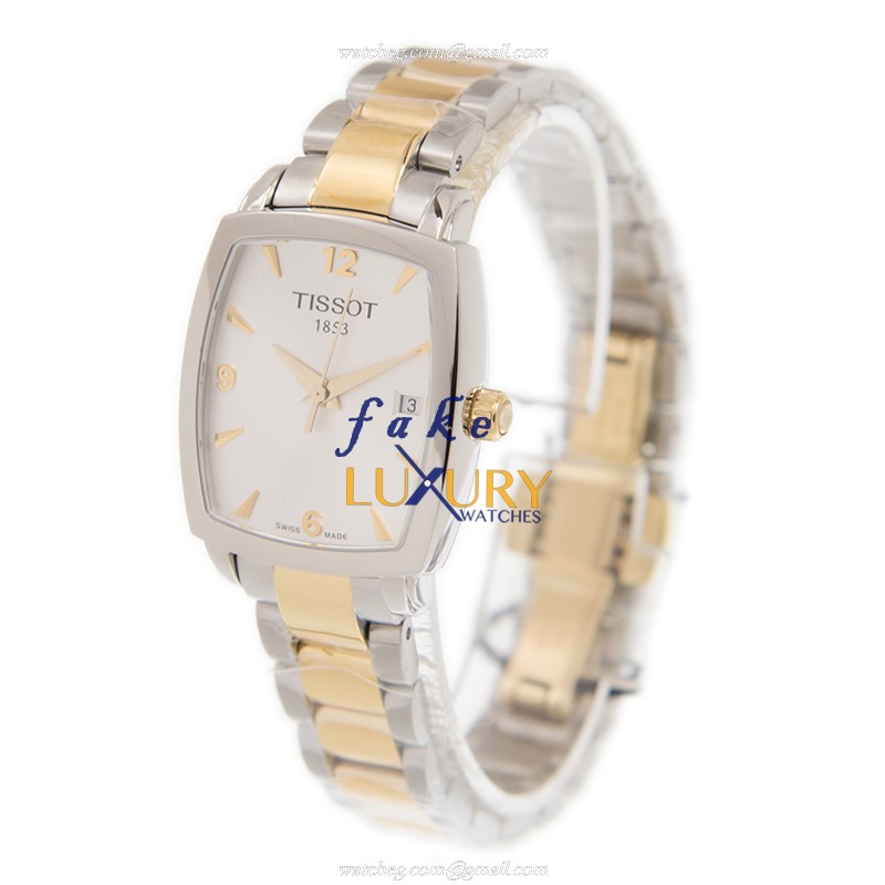 Tissot T-CLASSIC Replica Watch T057.910.22.037.00, Quartz, Silver Dial, Gold & Silver Steel Bracelet - Image 3