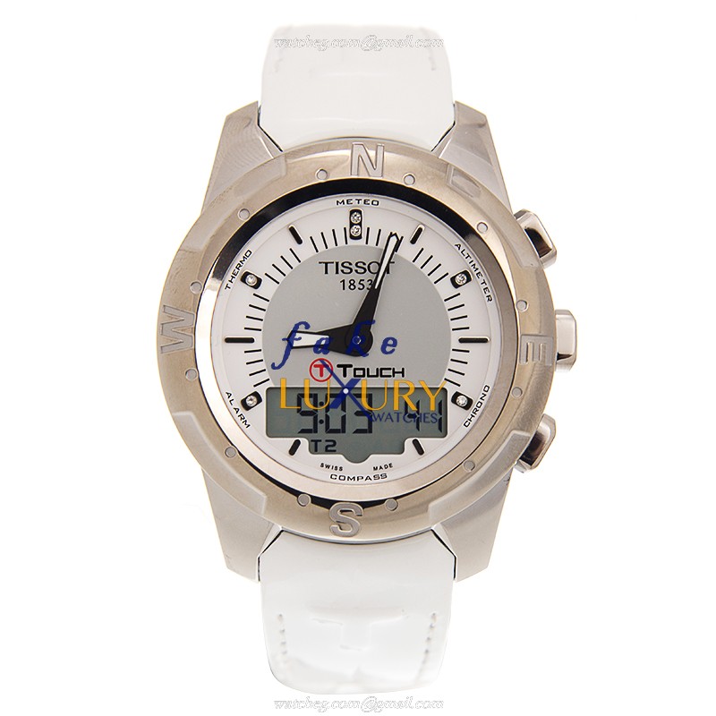 Tissot Touch Collection T047.220.46.086.00 Quartz Titanium White Dial Leather Replica Watch - Image 2