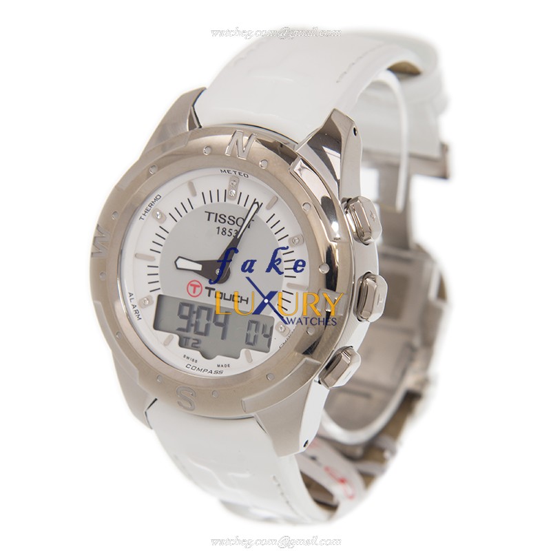 Tissot Touch Collection T047.220.46.086.00 Quartz Titanium White Dial Leather Replica Watch - Image 3