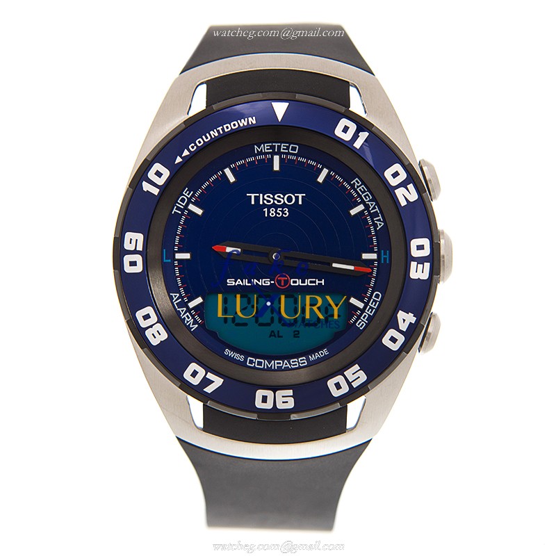 Tissot T056.420.27.041.00 Touch Collection Replica Watch, Blue Dial, Black Rubber Strap - Image 2