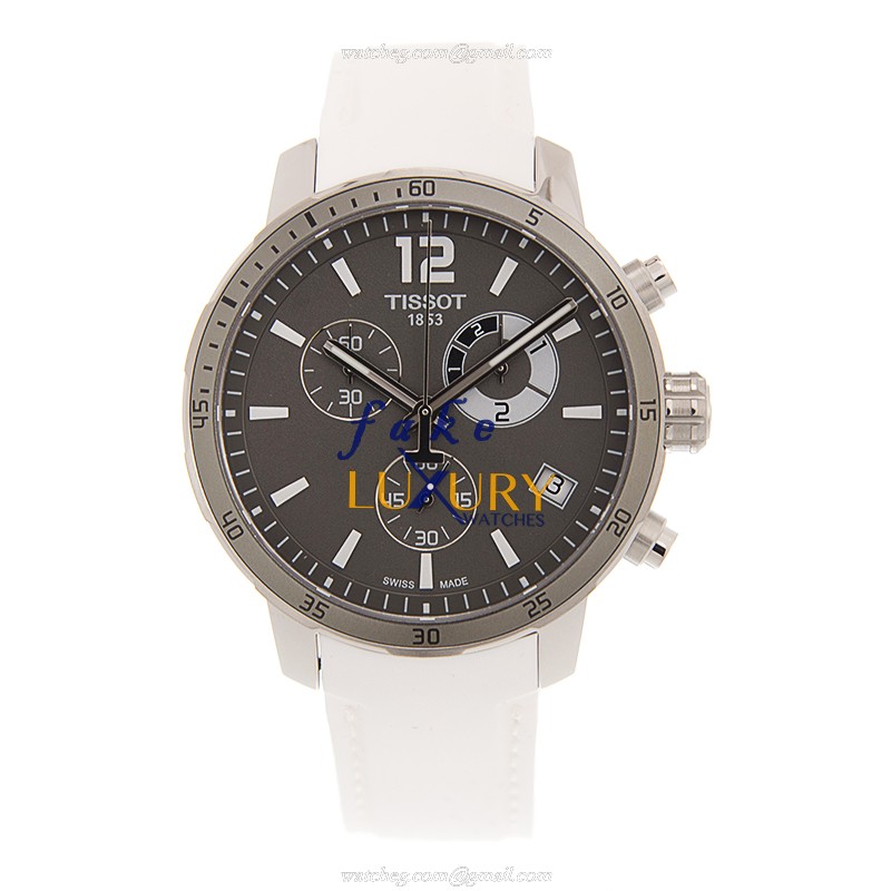 Tissot T095.449.17.067.00 Replica Watch, Quartz Movement, Dark Grey Dial, White Rubber Strap - Image 2