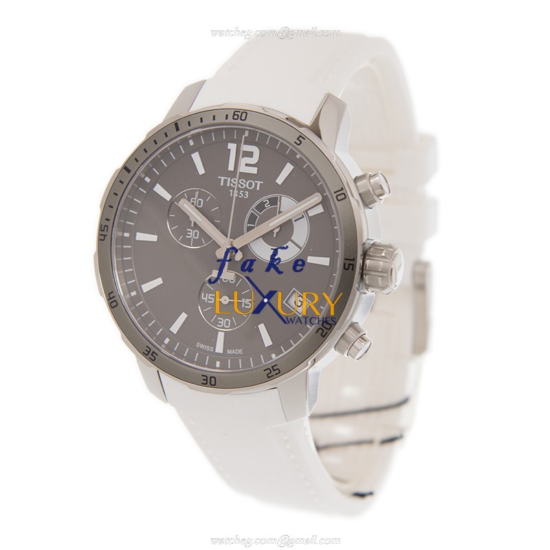 Tissot T095.449.17.067.00 Replica Watch, Quartz Movement, Dark Grey Dial, White Rubber Strap - Image 3