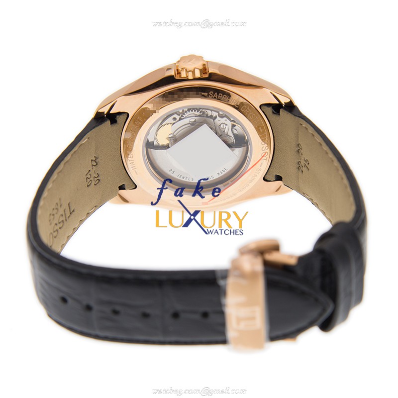 Tissot T-CLASSIC Automatic Replica Watch T035.428.36.051.00 Black Dial Stainless Steel Case Leather - Image 4