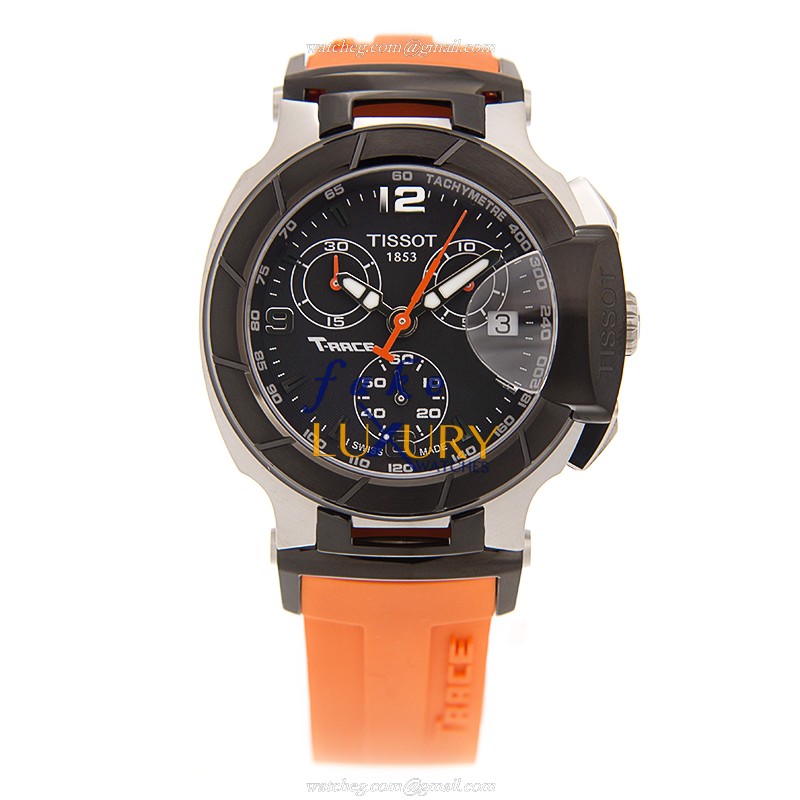 T048.217.27.057.00 - Tissot T-SPORT Quartz Replica Watch - Black Dial Orange Rubber Strap - Image 2
